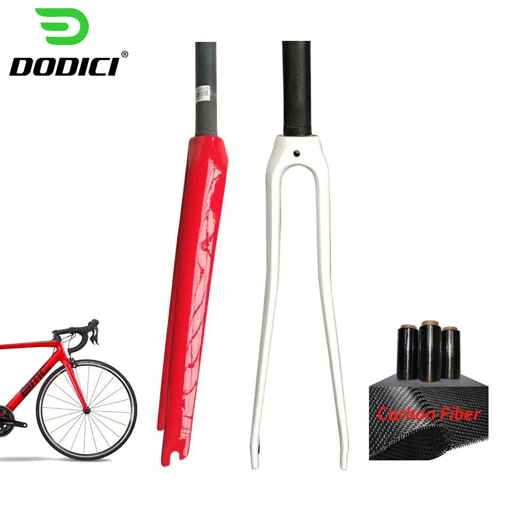 DODICI-horquilla para bicicleta de carretera, accesorios de fibra de carbono 700c 1-1/8, horquilla cónica con freno de pico brillante, roja, blanca, piezas para ciclismo