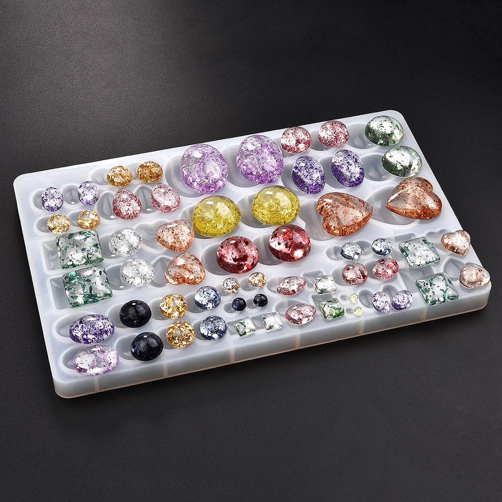 Geometrische Resin Cabochons Mallen Hart Ronde Ovale Druppelvormige Siliconen UV Mold Resin Hanger Sieraden Maken DIY Gereedschap Set