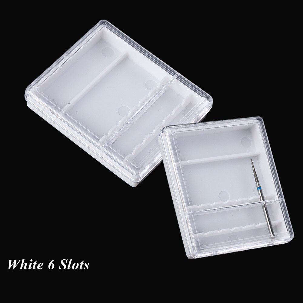 6/10 Slots Acrylic Storage Box For Milling Cutters White Pink Clear Empty Stand Display Container Manicure Nail Art Tool LA2000