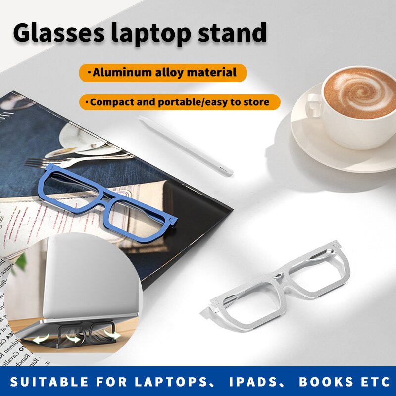 Faltbarer laptopständer aus aluminiumlegierung in brillenform, universelle notebook-halterung für 16in laptops, ipads und tablets zum lesen und arbeiten