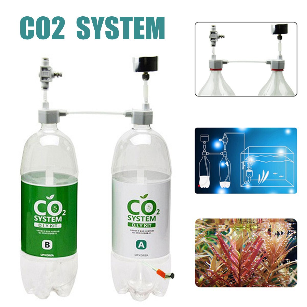 Aquarium DIY CO2 Generator System Kit With Pressure Air Adjustment Water Plant Fish Aquarium CO2 Valve Diffuser With Air Tube