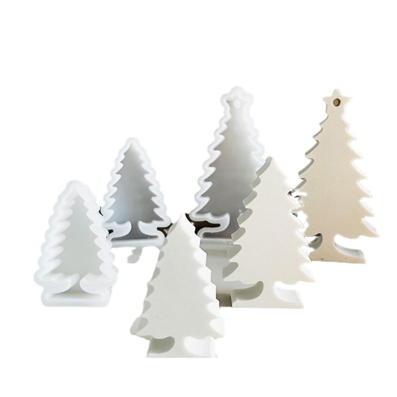 Ornamento da tavolo per albero di pino di Natale Stampi in silicone base per candela in gesso fai-da-te tappo-in Decorazione per auto Stampo in resina Artigianato per la casa