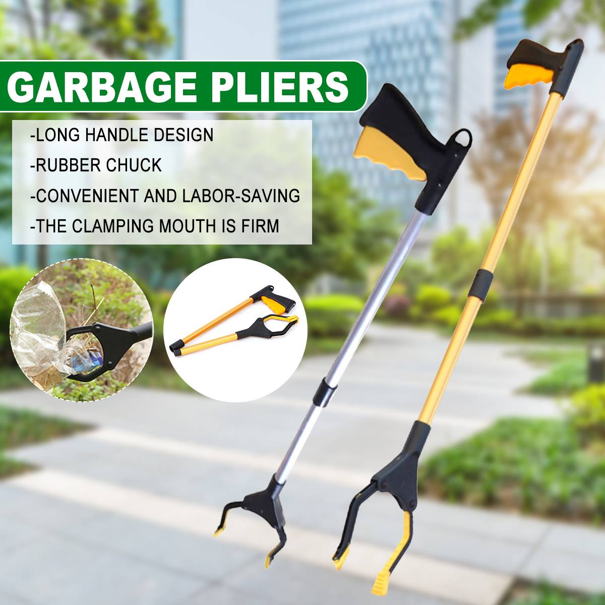 Foldable Garbage Pick Up Tool Grabber Reacher Stick Garbage Pliers Handle Portable Factory House Pickup Grabber Clamp Tools