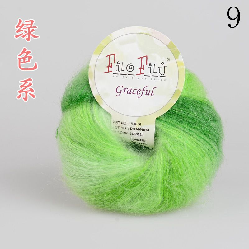 25g/ mye kamgarn myk regnbue farge mohair garn nøster hånd strikke maling farget hekle garn: 9