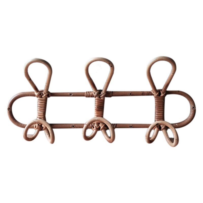 Vintage Rotan Kleerhanger Kids Kleding Organizer Rack Kinderen Hanger Kinderkamer Decoratie Rotan Muur Hanger