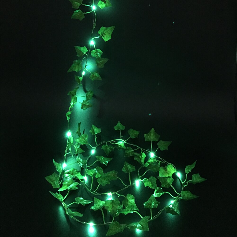 2m/ 20 led kunstige planter streng lys grøn blad efeu vin fe lys streng ahorn blade lampe krans gør-det-selv hængende belysning: Grøn