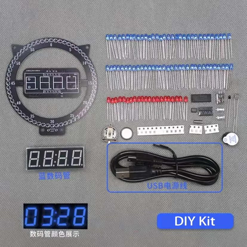 LED Fun Wecker DIY Elektronisches Lötset Digitales LED-Anzeigemodul ohne Autos: Rot