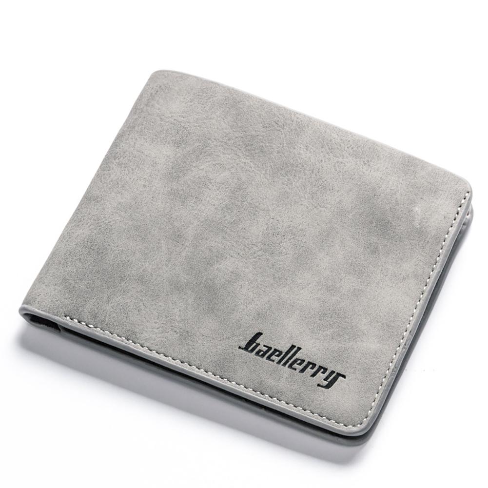 Men Wallets Retro Frosted PU Wallet Two Folding Male Purse Credit Card Holder Solid Color Short men Coin bag Casual Clutch