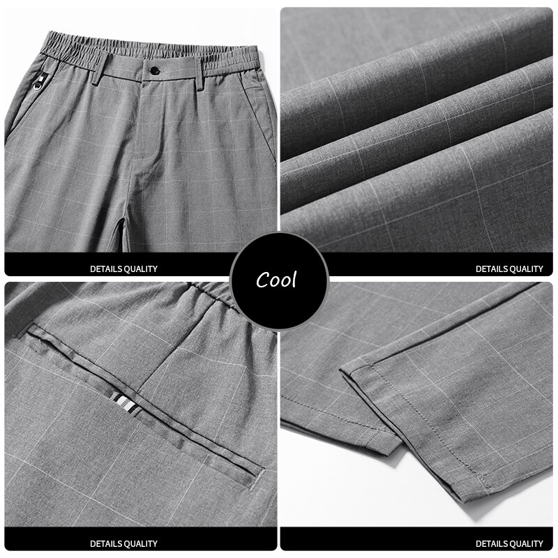 Classique costume pantalon hommes mince rayé Plaid pantalons droits décontracté vêtements pour hommes bureau affaires rétro ville costume pantalon