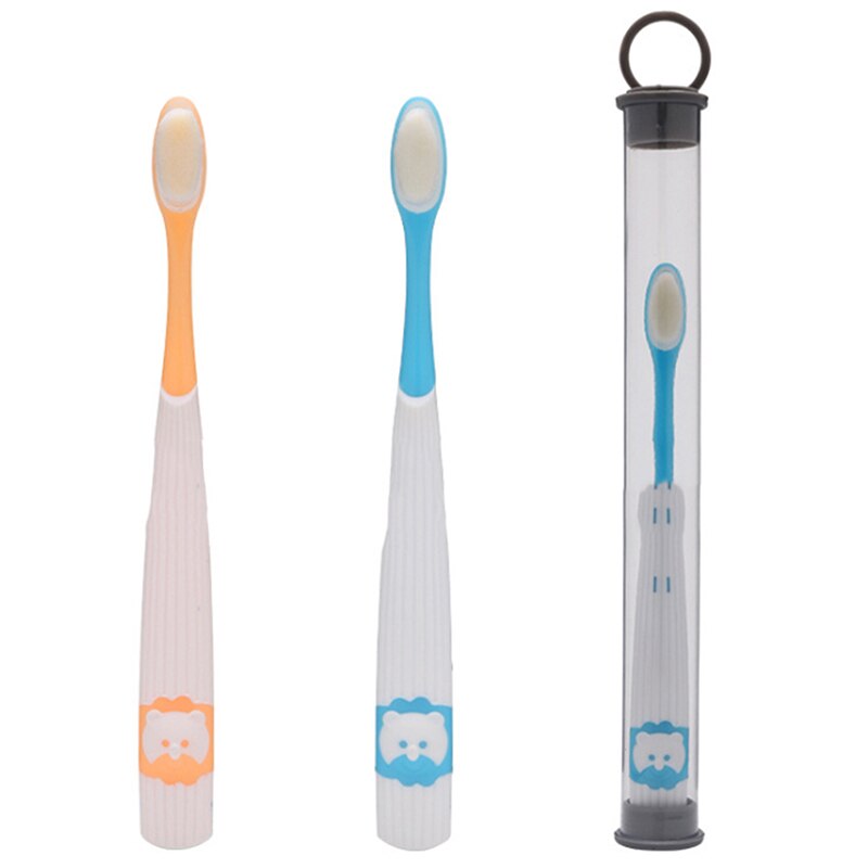 Cepillo de dientes de pelo suave para niños, para hombres y mujeres, bonito cepillo de dientes peludo de cabeza pequeña y suave de dibujos animados, de 1 a 6 años
