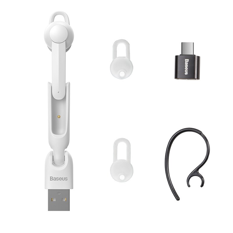 Auriculares inalámbricos Bluetooth Baseus, auriculares magnéticos con carga USB, auriculares estéreo manos libres con micrófono para iPhone xiaomi: White