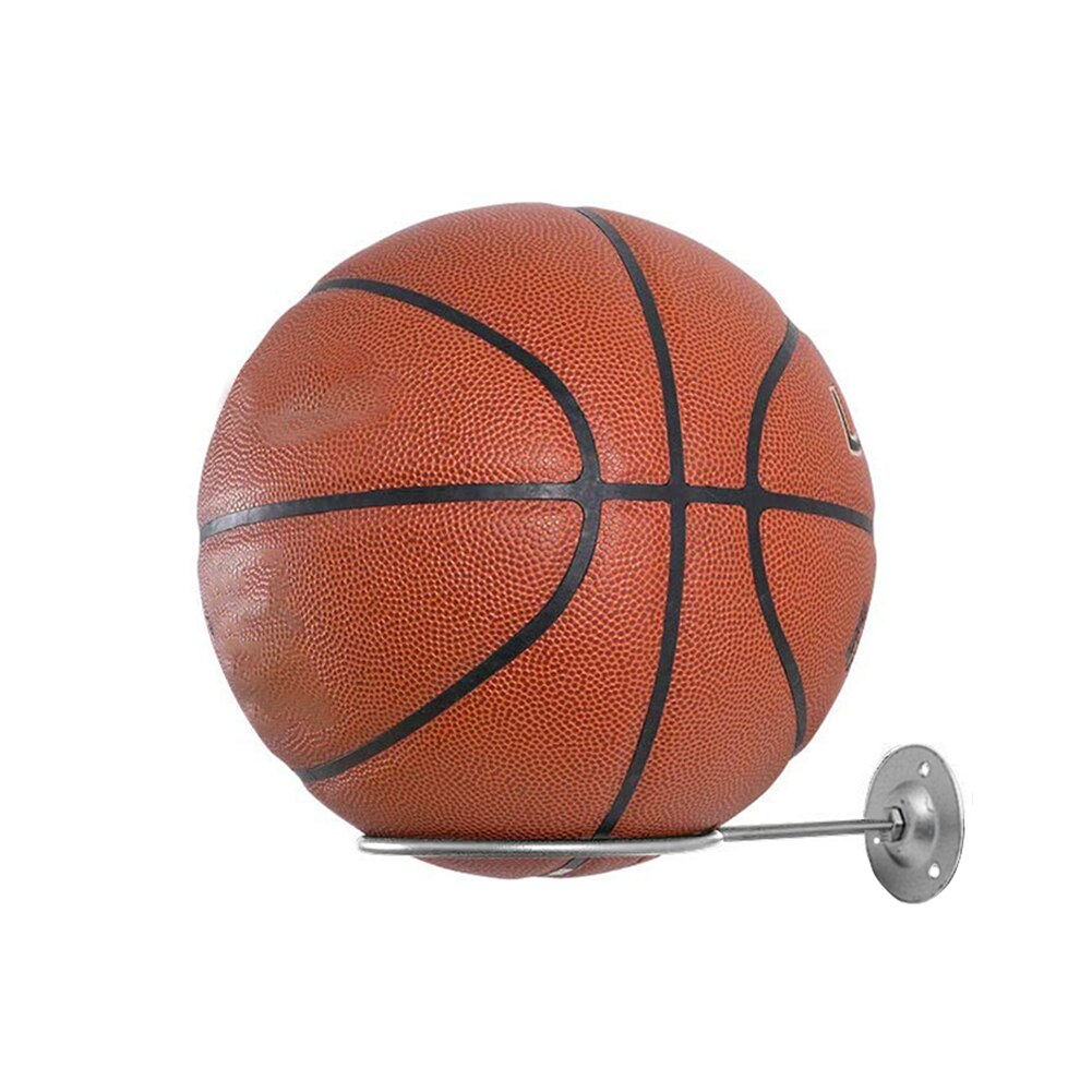 Football Soccer Stand Ball Holder Wall Mounted Round Carbon Steel Space Saving Volleyball Silver Display Racks Basketball