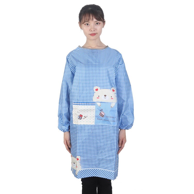 Apron Waterproof And Oil Proof Ogown Long-Sleeved Men And Women Adult Overalls Kitchen Home Service Overalls: Blue