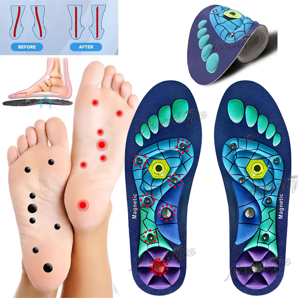 Palmilha de acupressão magnética pé reflexologia sapato almofadas anti-fadiga cuidados de saúde sapato almofadas arco apoio palmilha ortopédica unisex