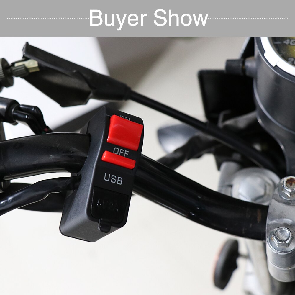 Aclonstar- 22mm 7/8 "Motorrad Lenker Schalter AUF/AUS-Geschmack Mit USB Ladegerät 4 Draht Anschlüsse für kawasaki KTM E-Fahrrad Quad