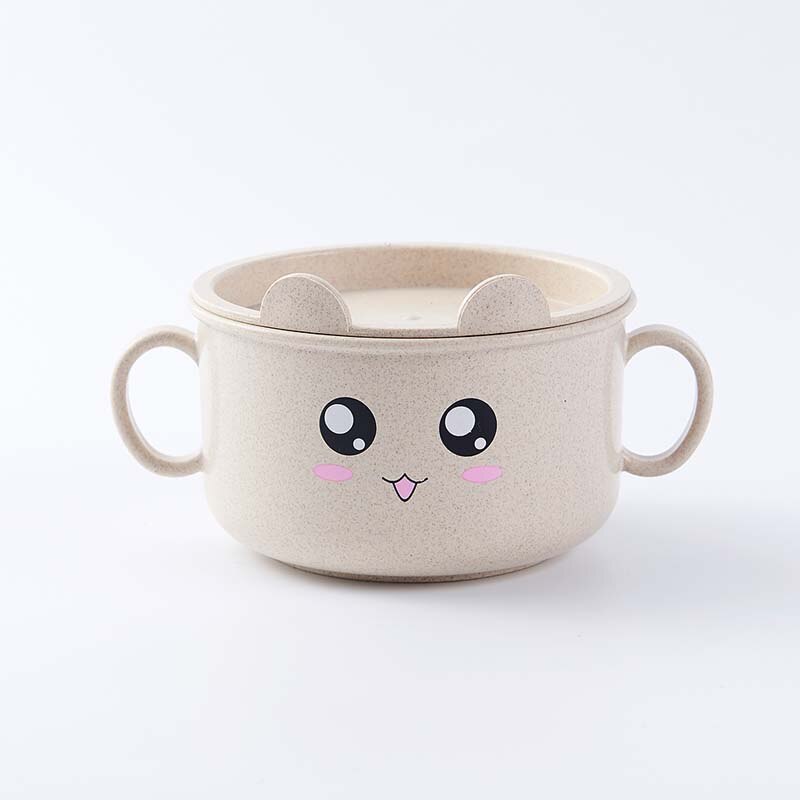 Baby skåle tallerken service børn mad container dækkeserviet fade spædbørn foder skål barn børn foder tallerken: Beige kaninskål