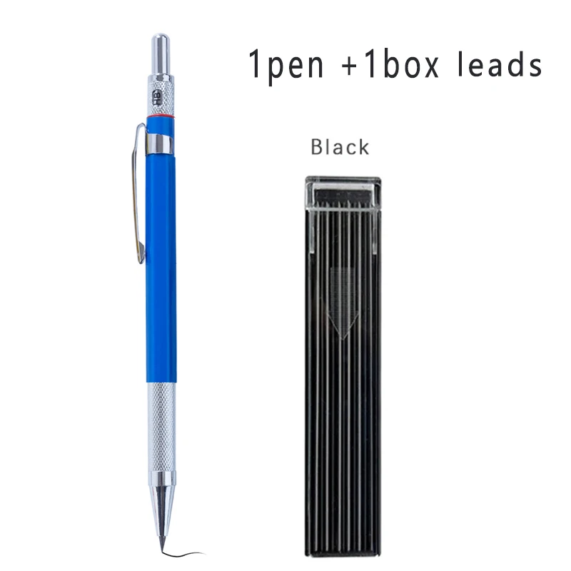 Lápiz mecánico de 2,0 MM, de dibujo artístico, lápiz automático, escritura de centro de gravedad bajo, suministros escolares de oficina para estudiantes: Negro