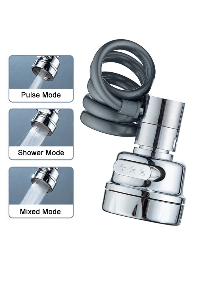 Kitchen Faucet Extender with Stretchable Hose Bathroom Sink Sprayer 3 Modes Faucet Sprayer Attachment Faucet Extender Aerator: Brown