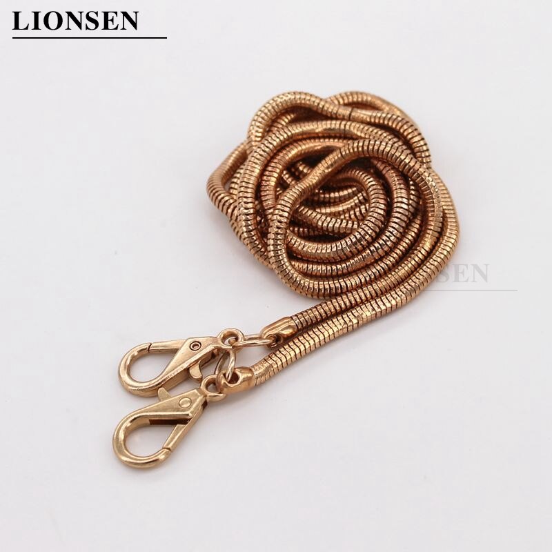 Lionsen 120cm / 0.42cm Snake Replacement Chain Strap Metal link Clasp Purse Chain Bag Handle Shoulder Cross Body Handbags Chain: 120cm light golden