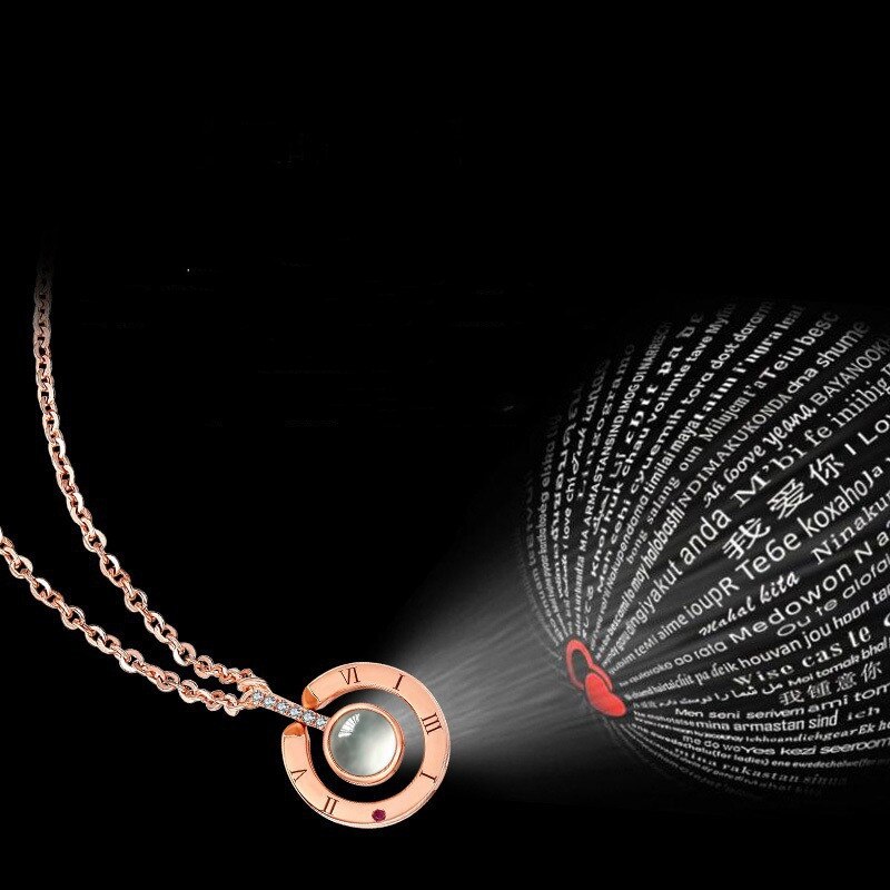 Della lega di Amore Del Pendente di 100 Lingue I amore voi Scuotendo Suoni con la Proiezione Clavicola Catena Della Collana Del Maglione
