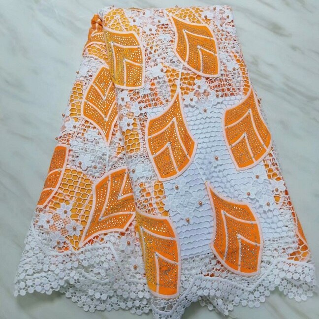 excellent embroidered milk silk lace velvet fabric with rhinestones 5yards top stones water soluble lace velvet fabric for party: PL190504K03