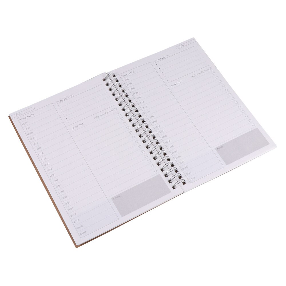 2pcs Student Daily Planner Efficiency Agenda Schedule Notebooks Diary Stationery (Leather)