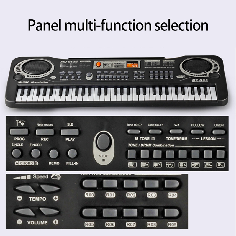 Kids Muziek Piano Toetsenbord 61 Toetsen Piano Keyboard Speelgoed Met Microfoon Piano Speelgoed Cadeau Voor Beginners Jongens Meisjes Leeftijden 3-12