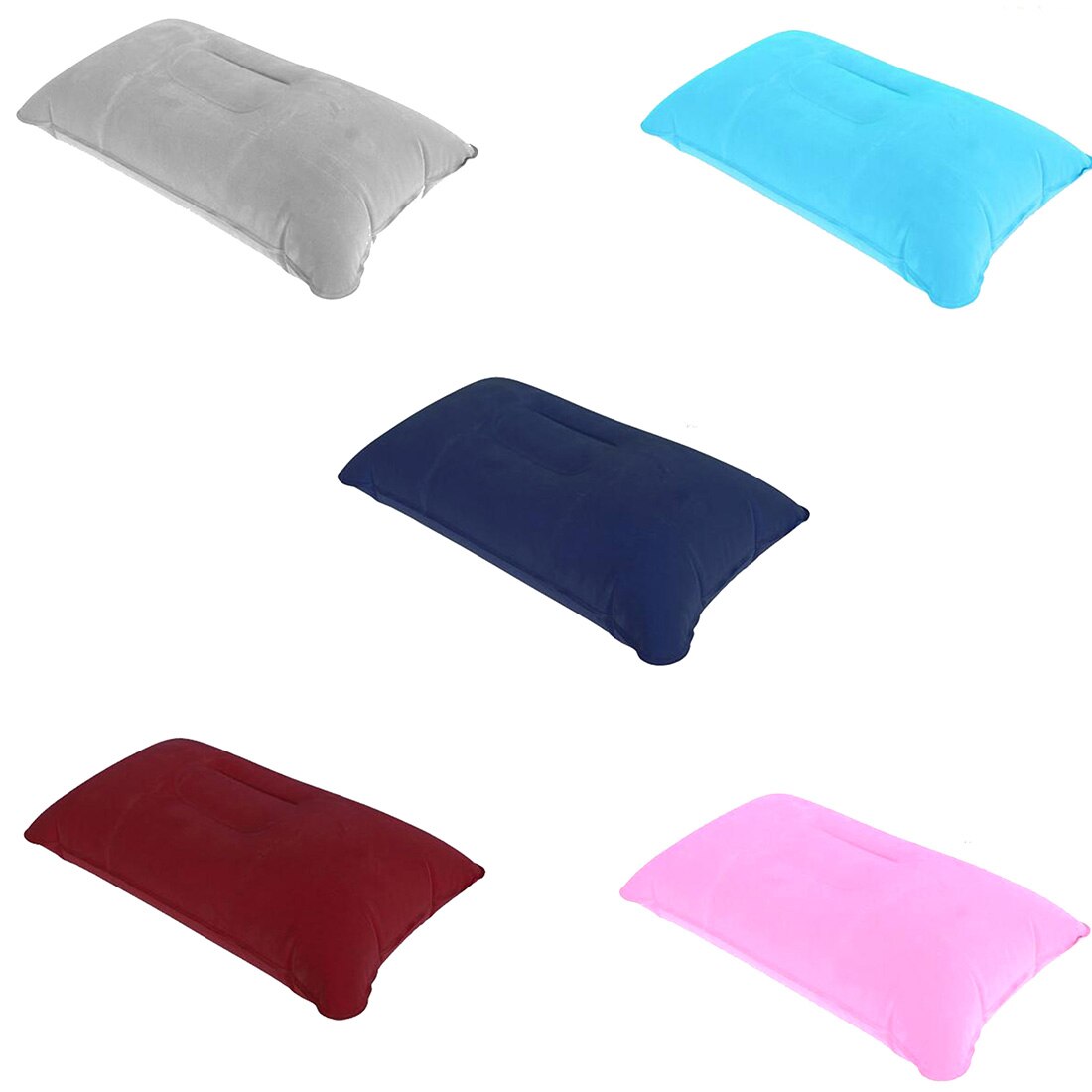 5 Kleuren Draagbare Kussens Opblaasbare Reizen Luchtkussen Dubbelzijdig Massaal Kussen Kamp Strand Auto Vliegtuig Hotel Head Rest Slaap