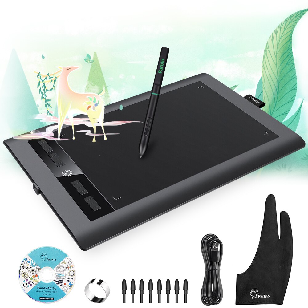 Parblo A610S Grafische Tekening Digitale Tabletten Handtekening Pen Tablet Osu Game Tablet Met Batterij-Gratis Stylus Pen