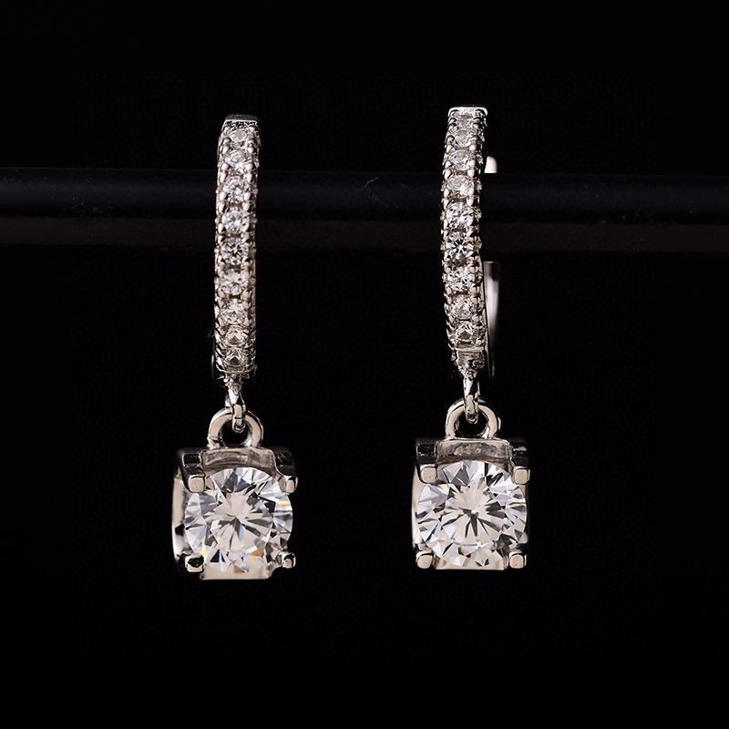 Argento 925 Originale D A Colori di Qualità Eccellente Moissanite Orecchini A Vite Taglio Brillante Rotondo Diamante Prova Passato Orecchini Della Pietra Preziosa