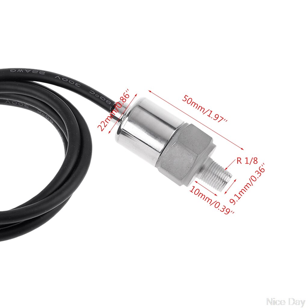 0-10/20/30bar Input 5V DC 1/8" Output 0-5V/4-20mA Stainless Steel Pressure Transmitter Sensor Oil Water My12 20