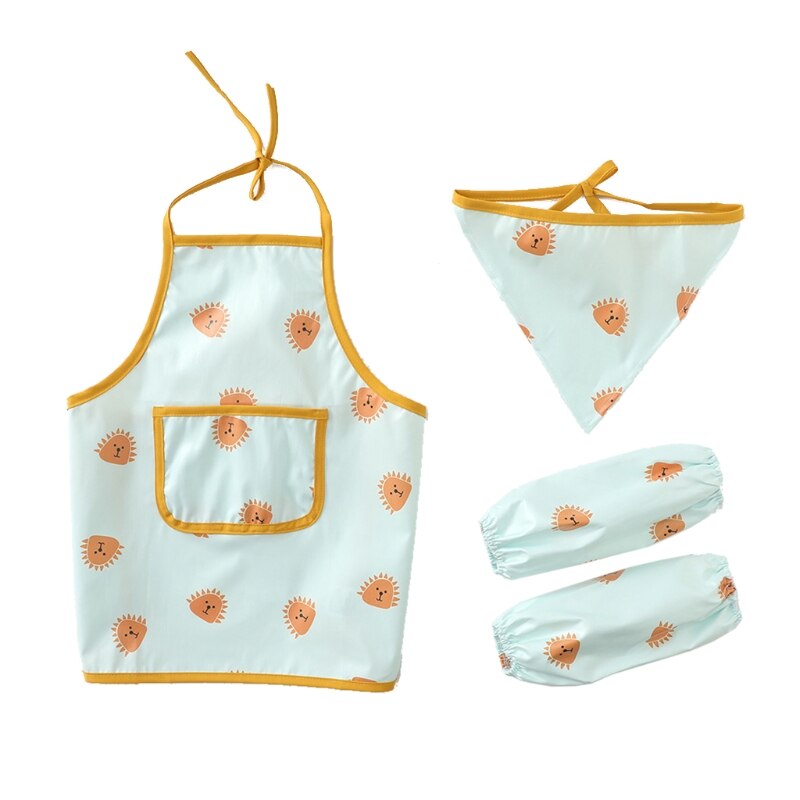 Super Zachte Voeden Slabbetjes Moeder Lunch Voeden Kiel Bib Sleevelet Koken Schort Kind Tuinieren Leveringen: Blue lion / 6-12 months