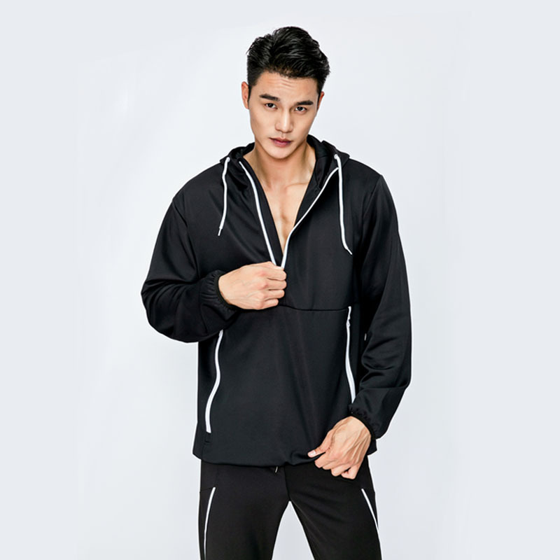 Mannen Winddicht Fietsen Jas Met Kap Volledige Rits Waterdichte Windjack Lange Mouw Sneldrogende Thermische Outdoor Sport Jas