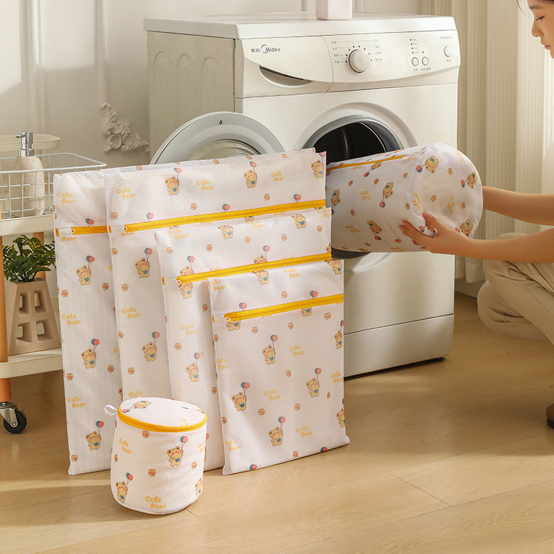 Print Cartoon Beer Waszak Badkamer Kleding Opslag Waszak Voor Wasmachine Anti-Vervorming Kleding Organizer Zes Grootte