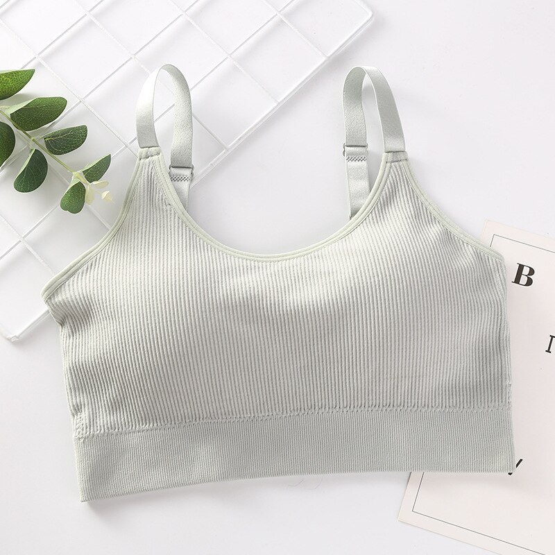 Sujetador deportivo cómodo para mujer, Bralette sin costuras, Top de Fitness, sujetador con Tirantes ajustables para correr, gimnasio, Top de realce, H07: gray-green