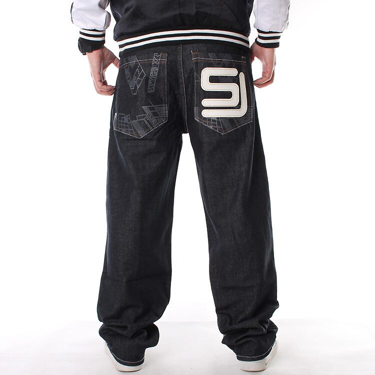 Sorte baggy jeans til mænd hip hop cholyl skateboard bukser løs stil ægte hiphop rap jeans dreng