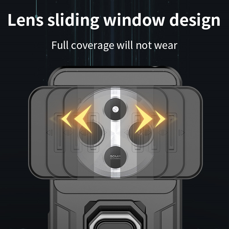 Capa pour Xiaomi Redmi 14C 4G étui caméra coulissante protéger armure coque de téléphone pour Redmi14C Redmy 14C 14 C C14 support magnétique anneau couverture