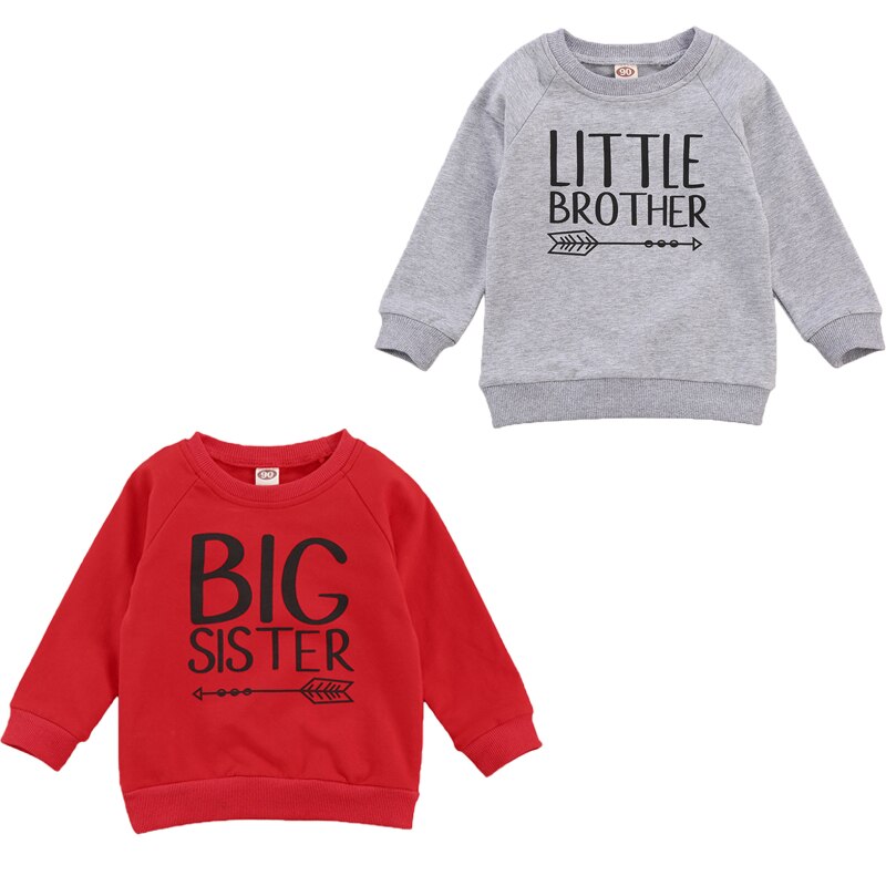 Focusnorm Herfst Peuter Kinderen Meisjes Jongens Sweatshirt Brief Afdrukken Trui Lange Mouw Mooie Tops Outfits 1-6Y