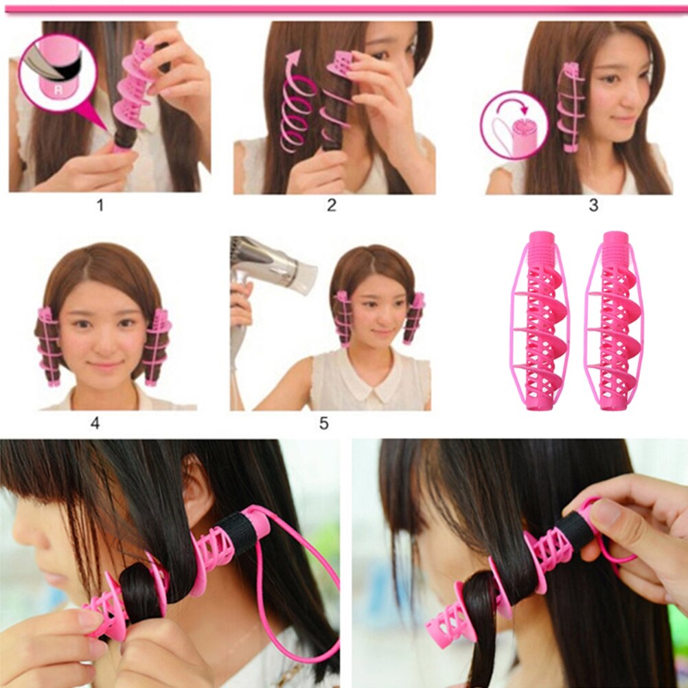 4 rouleaux de cheveux en spirale pour boucler, outil de bricolage pour la coiffure, pas de chaleur, pas de Clip, rouleau de boucles