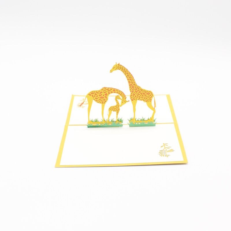 Card3D paper cutting sculpture giraffe birthday blessing Children's card wish giraffe 3D card: giraffe 3D card