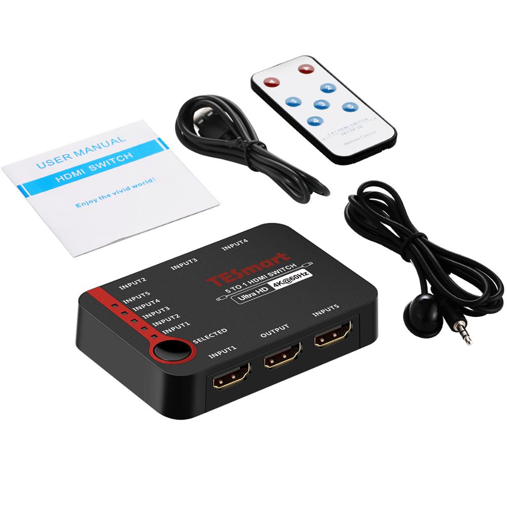 Hdmi Switch 5 Poorten Hdmi Switcher 5 In 1 Out Hdmi Splitter 5X1 Schakelaar Ultra Hd 4K @ 60Hz 3D Voor 4K Hdtv PS3/4 Ir Afstandsbediening: ons