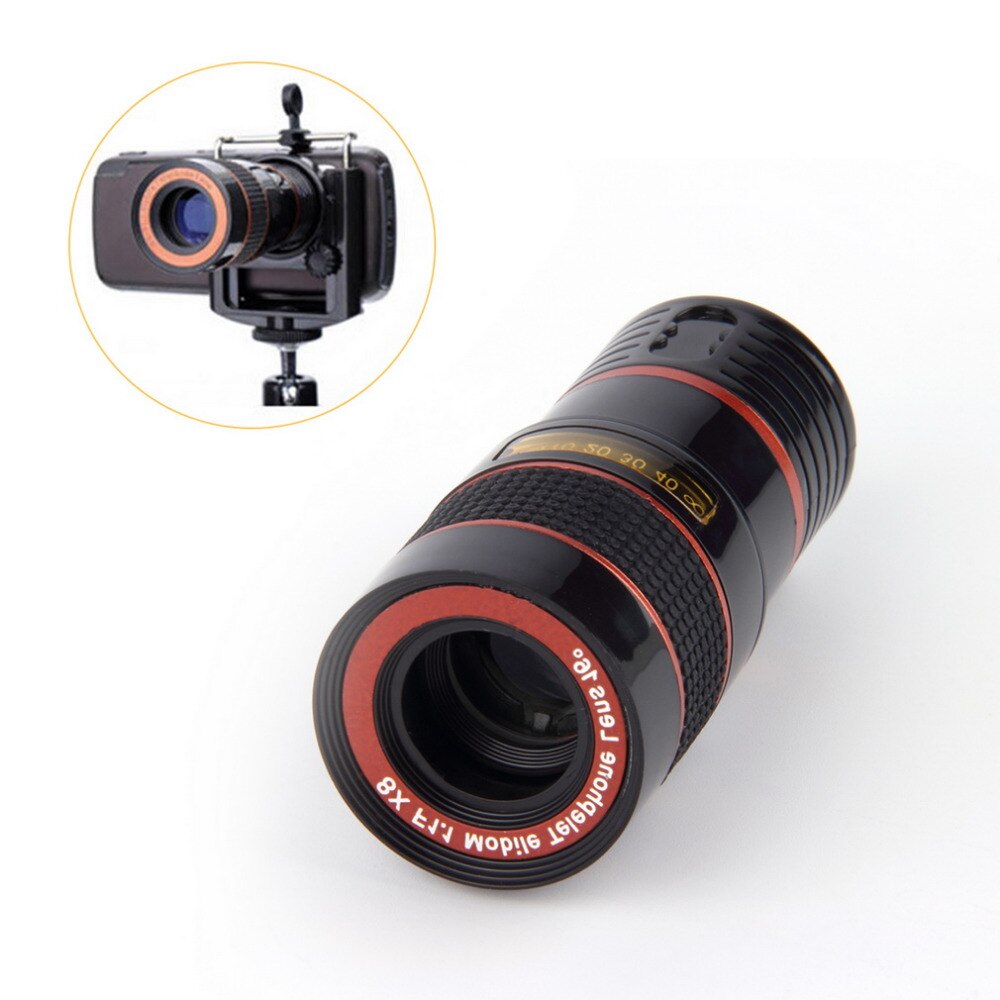 Zoom Telescope 8X Zoom Optical Telephoto Telescope Camera Lens Mobile Phone Lens with Universal Holder Monocular Lens