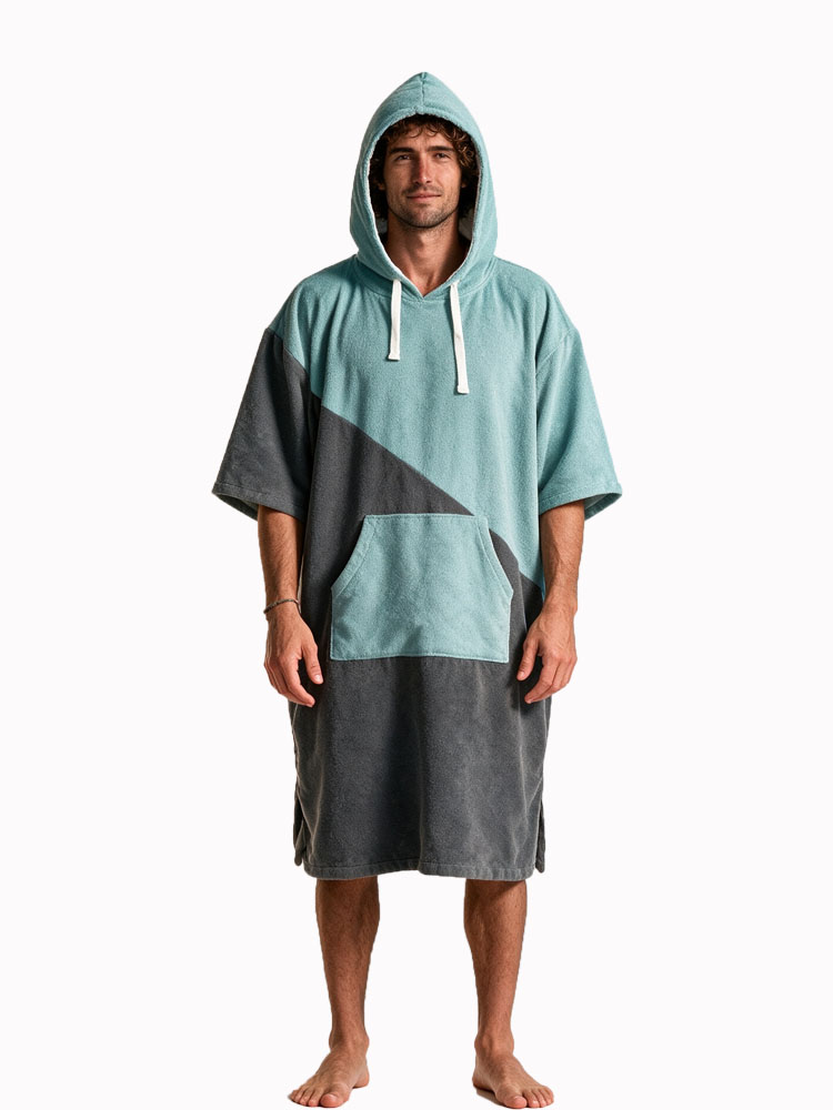 Surfponcho met capuchon, handdoekjas, sneldrogend, omkleedjas, zwemmen, surfen, duiken, draagbare badhanddoek, reizen, fitness, strand: Default Title