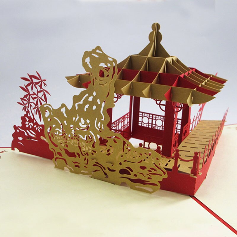 Tarjetas de invitaciones 3D creativas para de boda, tarjetas de deseos de estilo chino clásico, suministros festivos, 1 ud.