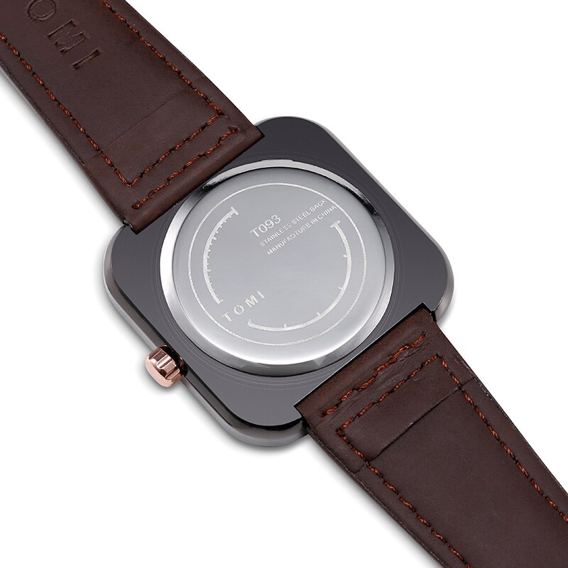 Casual Watch for Men Simple Square Dial Case Men Quartz Wrist Watches Leather Wristwatch Mens Minimalist Black Brown Clock