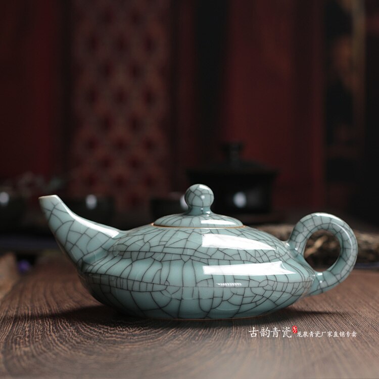 Chinese Celadon Longquan Theepot Crackle Glazuur Ge Oven Theepotten 300ml