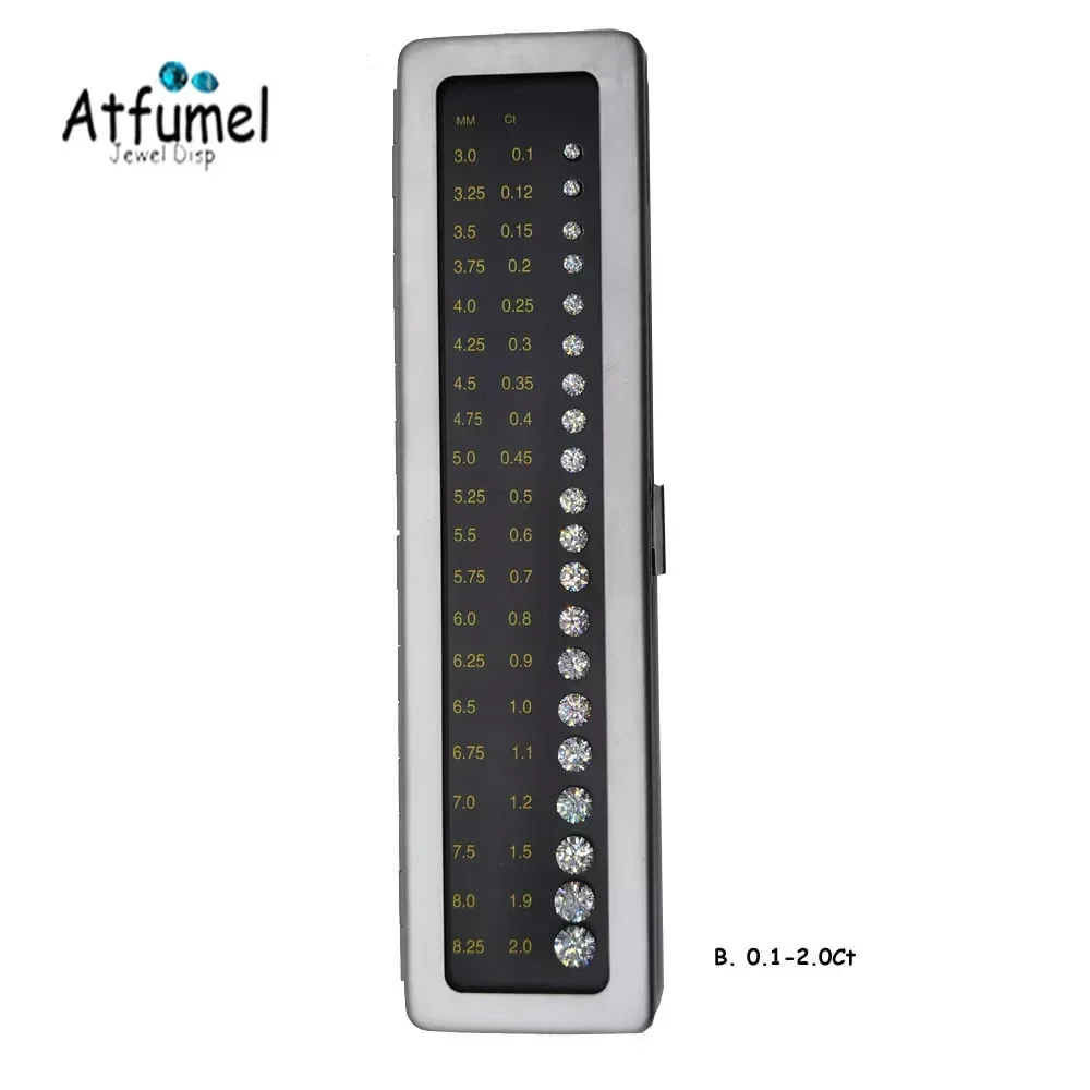 Diamond Zirconia Size Reference Contrast Carat Weight Diameter Special Cut Scale Master Teaching Tool Gemstone Contrast Tool: black