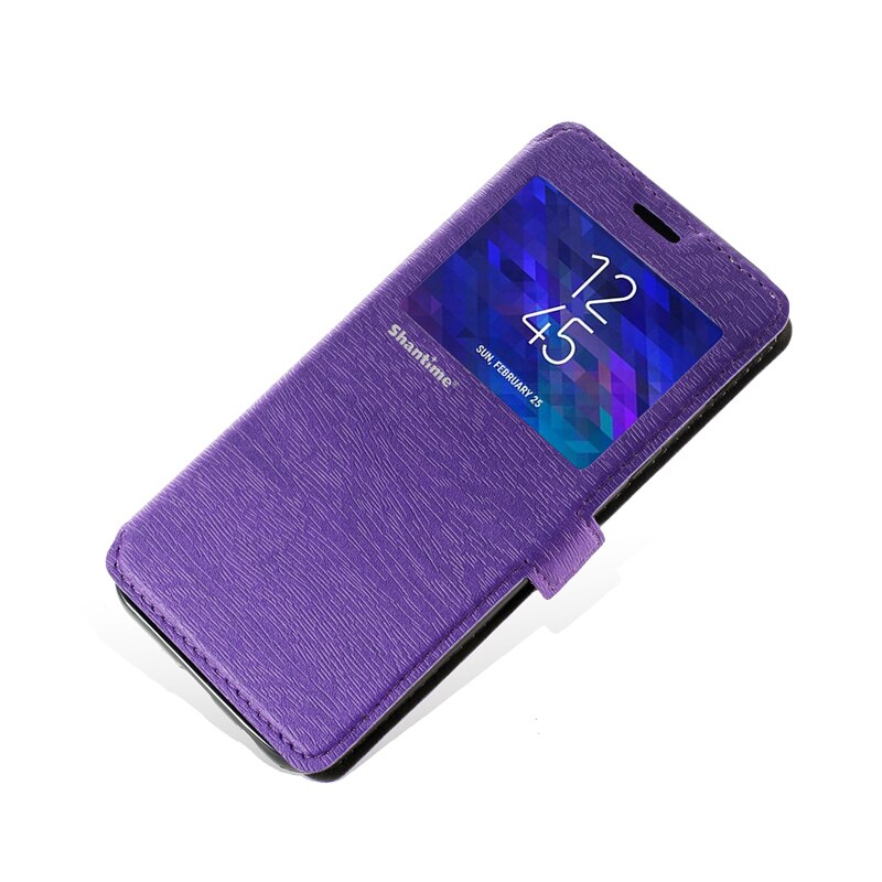 PU Leather Phone Case For Doogee X95 Flip Case For Doogee X95 View Window Book Case Soft TPU Silicone Back Cover: Purple