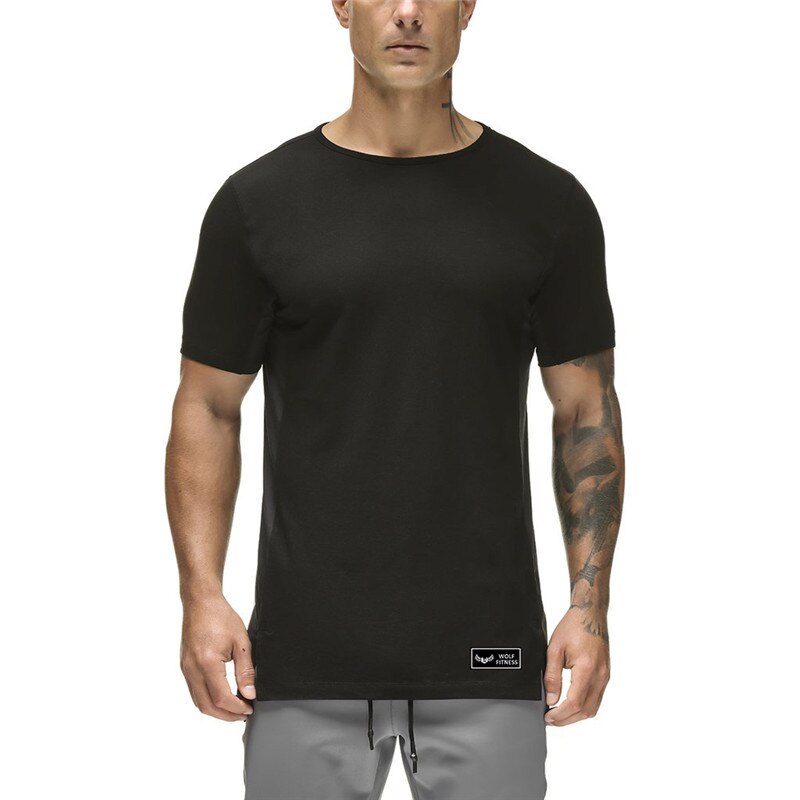 Sport herre t-skjorte fitness løpe-t-skjorter sportsklær gym treningsskjorter crossfit bodybuilding trening kortermet t-skjorte: Xl / Svart