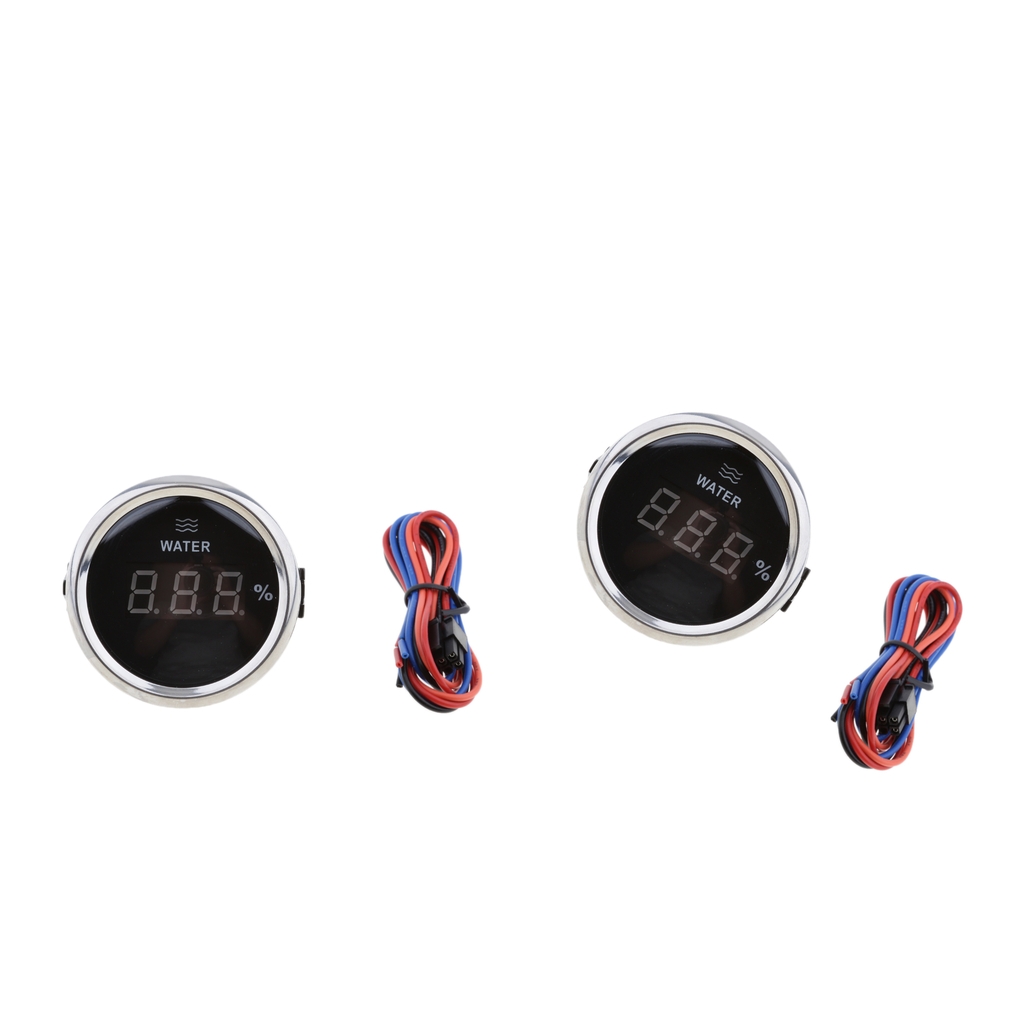 2x Marine Digital Water Level Gauge 2" 316L Black Chrome 800-00214